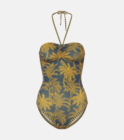 Eres Ailleurs Printed Halterneck Swimsuit In Blue