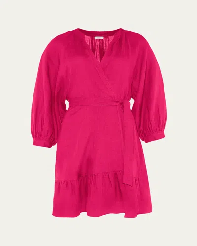 Eres Aimant Mini Linen Wrap Dress In Pink