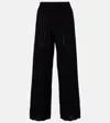 Eres Pointelle-knit Wool And Cashmere-blend Wide-leg Pants In Black