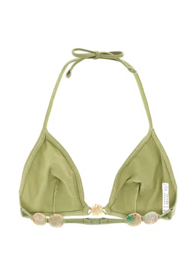 Eres Alva Halter Triangle Bikini Top Beaded In Green