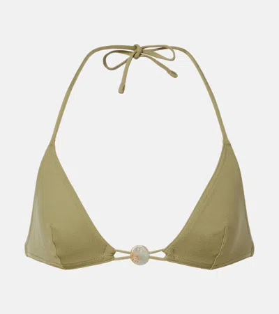 Eres Alva Embellished Bikini Top In Green