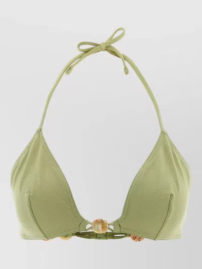 Eres Alva Halter Triangle Bikini Top Beaded In Green