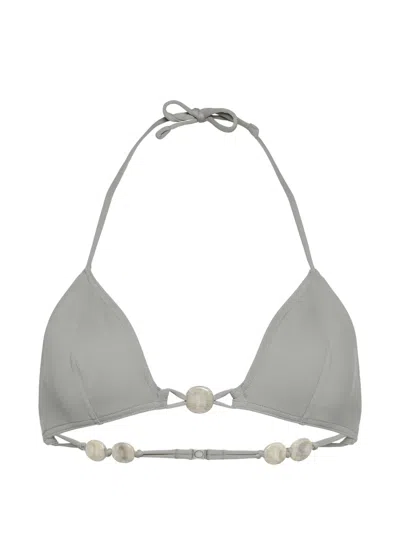 Eres Alva Triangle Beaded-detail Bikini Top In Gray