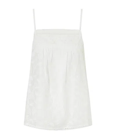Eres Amande Embroidered Lace-trimmed Cotton-blend Voile Top In White