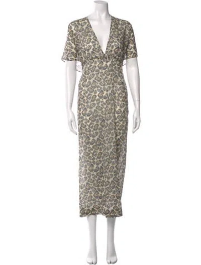Pre-owned Eres Animal Print Long Dress In Neutral
