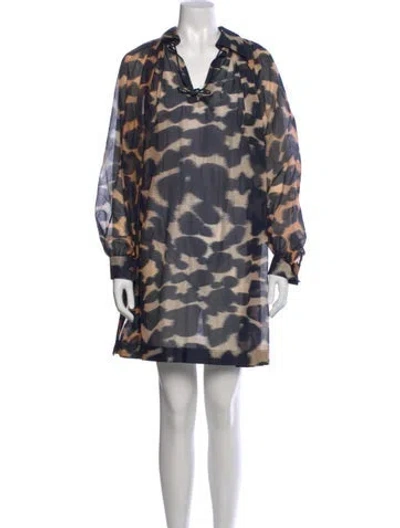 Pre-owned Eres Animal Print Mini Dress In Blue