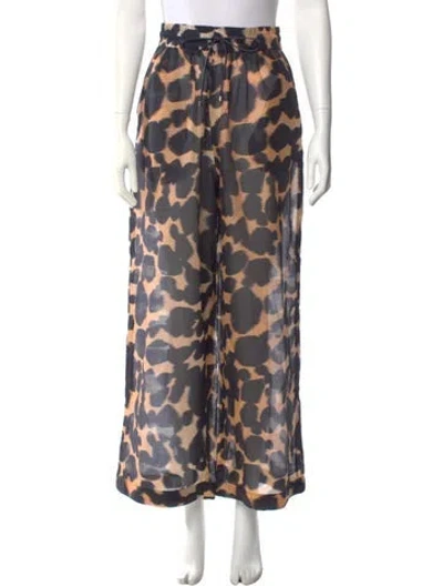 Pre-owned Eres Animal Print Wide Leg Pants In Multi