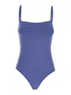 Eres 'aquarelle' Blue Swimsuit With Square Neck And Spaghetti Straps In Blue