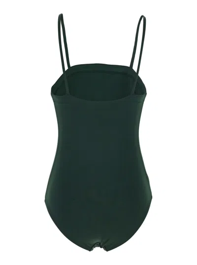 Eres Aquarelle Green Swimsuit With Squared Neckline And Spaghetti Straps In Tech Fabric Stretch Woman