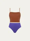 Eres Ara Colorblock One-piece Swimsuit In Caramelopercalefl