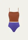 Eres Ara Colour-block Swimsuit In Caramelopercalefl