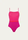 Eres Ara Colorblock One-piece Swimsuit In Smilelogosunset