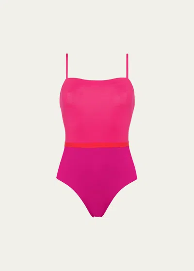 Eres Ara Colorblock One-piece Swimsuit In Smilelogosunset