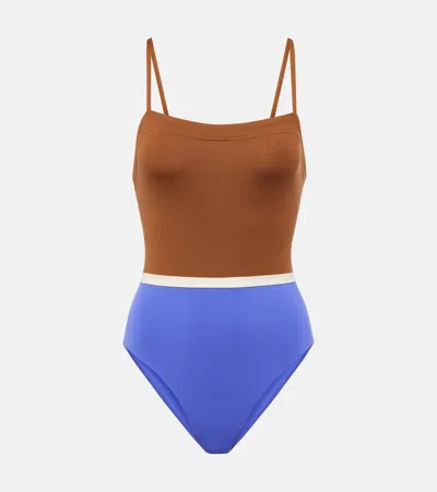 Eres Ara Colour-block Swimsuit In Caramelopercalefl