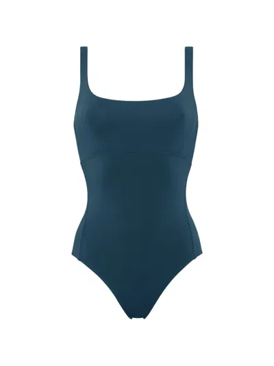 Eres Arnaque Square-neck Swimsuit In Blue