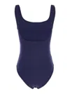 Eres Asia Blue Swimsuit With Scoop Neck And Striped Detail In Tech Fabric Stretch Woman In Blue