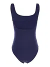 Eres Asia Blue Swimsuit With Scoop Neck And Striped Detail In Tech Fabric Stretch Woman In Blue