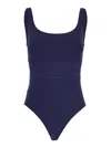 Eres Asia Blue Swimsuit With Scoop Neck And Striped Detail In Tech Fabric Stretch Woman