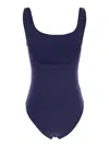 Eres Asia Blue Swimsuit With Scoop Neck And Striped Detail In Tech Fabric Stretch Woman In Blue