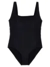 Eres Ribbed Scoop Neckline Wide Straps Swimsuit In Black