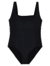 Eres Ribbed Scoop Neckline Wide Straps Swimsuit In Black