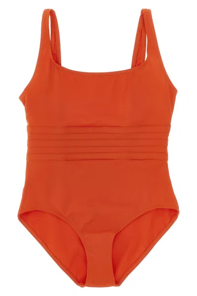 Eres Asia Ribbed Scoop Neck Swimsuit High Cut In Orange