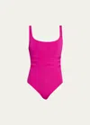 Eres Asia Scoop-neck One-piece Swimsuit With Waistband Detail In Sunset