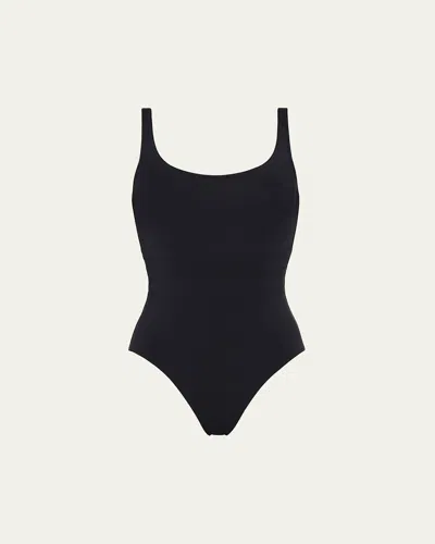 Eres Asia Scoop-neck One-piece Swimsuit With Waistband Detail In Noir