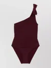 Eres Asymmetrical One-shoulder Swimsuit Bow Detail In Burgundy