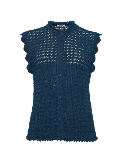 Eres Aurora Crochet-knit Top In Blue