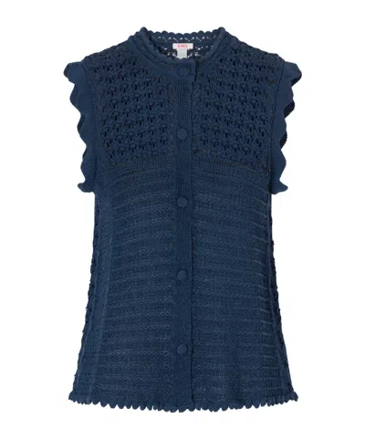 Eres Aurora Crochet-knit Top In Blue