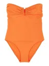 Eres Ruched Detail Strapless One-piece Swimsuit In Orange