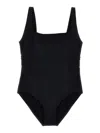 Eres Ribbed Scoop Neckline Wide Straps Swimsuit In Black