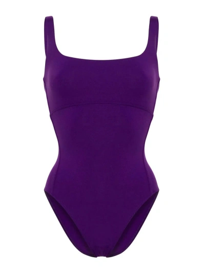 Eres Arnaque Square-neck Swimsuit In Purple