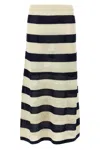 Eres Striped Mesh Midi Skirt With Elastic Waistband