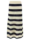 Eres Striped Mesh Midi Skirt With Elastic Waistband In Multicolor