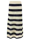 Eres Striped Mesh Midi Skirt With Elastic Waistband In Multicolor