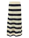 Eres Striped Mesh Midi Skirt With Elastic Waistband In Neutrals