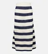 Eres Bateau Striped Knitted Cotton-blend Midi Skirt In Blue