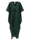 Eres Batwing Sleeve Drawstring Volier Midi Dress In Green