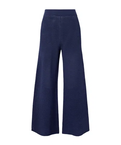 Eres Bayadere Goeland Open-knit Cotton-blend Wide-leg Pants In Blue