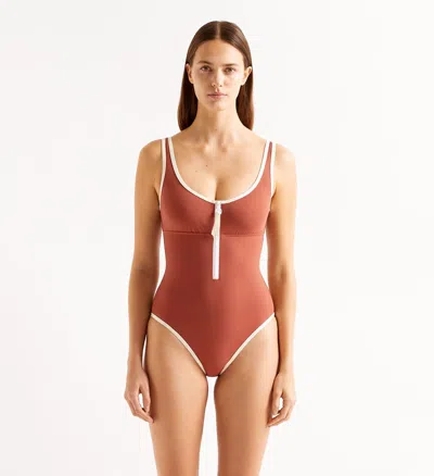 Eres Beatriz Nageur One Piece Datiier/percale In Brown