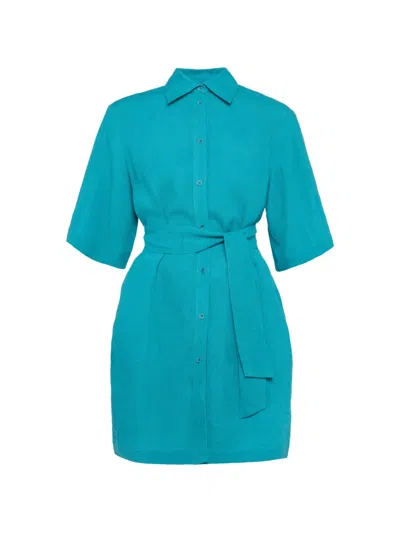 Eres Belted Shirt Dress In Blue
