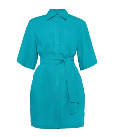 Eres Belted Shirt Dress In Green