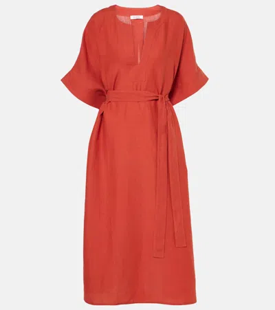 Eres Bib Linen Maxi Dress In Neutrals