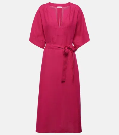 Eres Bibi Linen Midi Dress In Pink