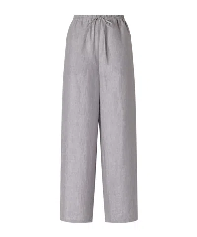 Eres Bienheureux Linen Straight-leg Drawstring Pants In Gray