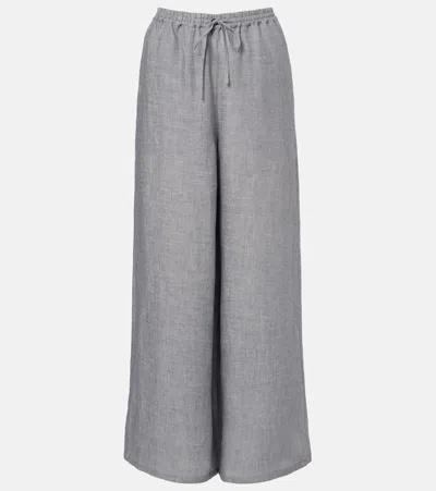 Eres Bienheureux Linen Wide-leg Pants In Gray