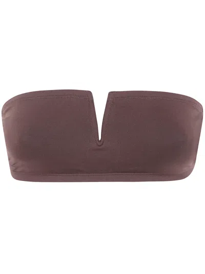 Eres Arcade V-neck Bandeau Bikini Top In Brown