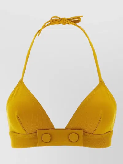 Eres Bikini Top Triangle Halter Neck Buttons In Yellow